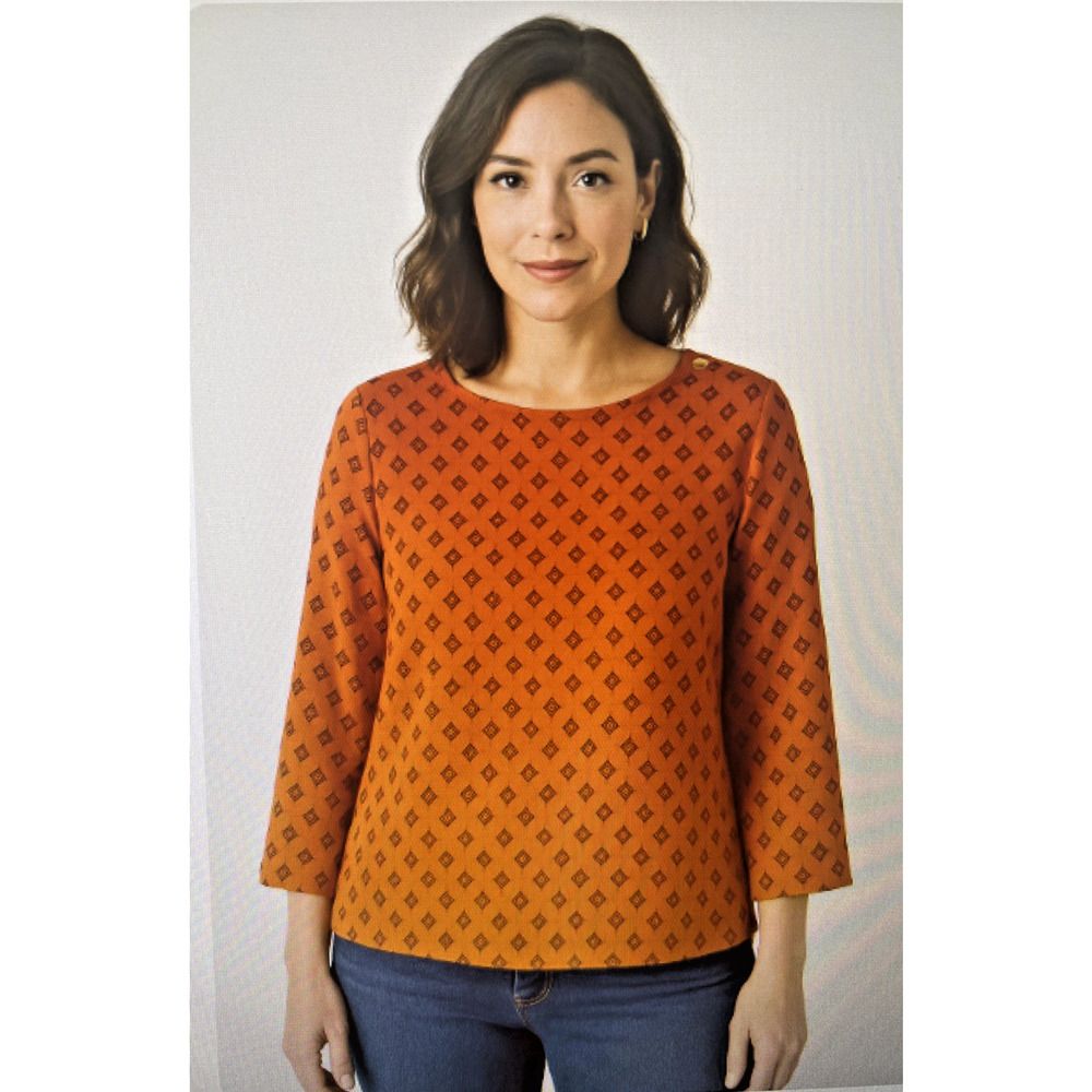 Tommy Hilfiger ladies patterned long sleeve career tunic blouse size large work